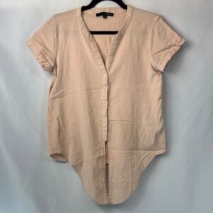 Harve Benard Peach with Gold Vertical Stripes Button-Down Shirt